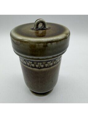Irish Porcelain Made in Ireland Screw Top Storage Jar Shamrock Clover Green